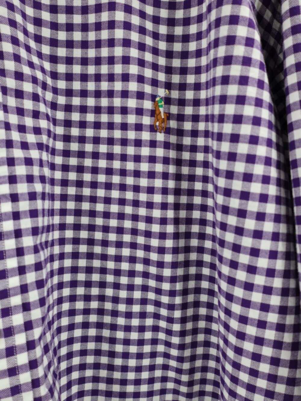 Ralph Lauren Shirt Mens 2XLT Stretch Oxford Check Long Sleeve Flesh pony purple - Picture 4 of 13